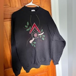 XL Vintage Embroidered Crewneck Hoodie - Bird House